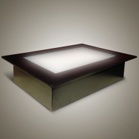 Luminária para teto e parede com vidro jateado nas cores preto e branco 35x35x6